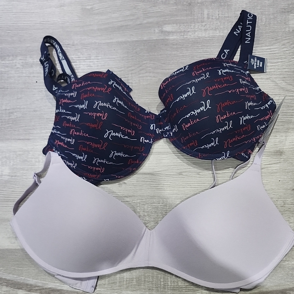 Nautica Women's Bra Set - Navy and Light Pink